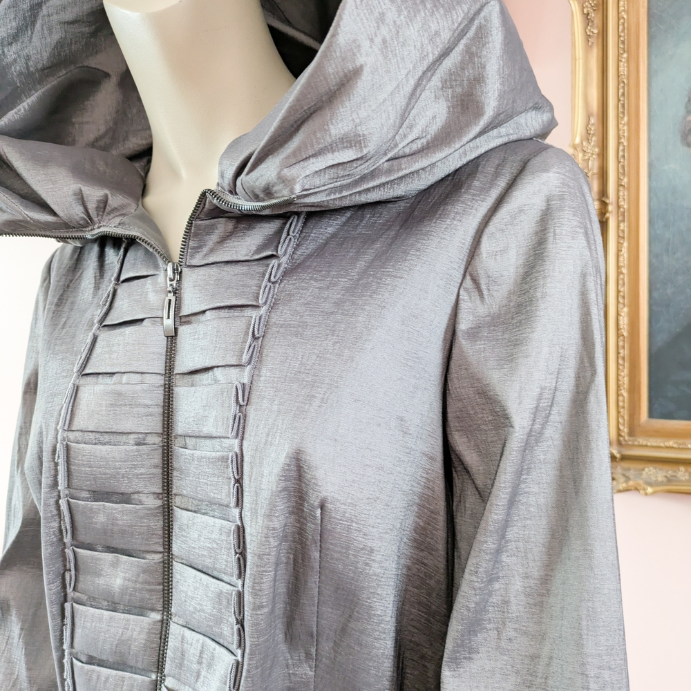 Silver Hooded Coat with Belt - Picture 9 of 14